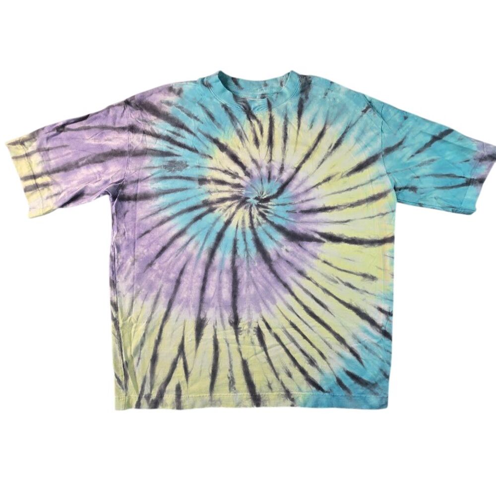 American Eagle AExME Tie Dye T-Shirt Mens Small Blue‎ Purple Yellow Spiral Retro